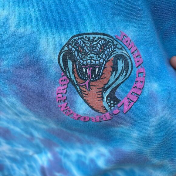 Broken Promises Santa Cruz Cobra Snake Tie Dye T-Shirt Medium Blue Graphic Tee - Picture 3 of 7
